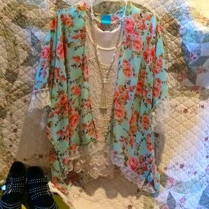 Color of love mint green kimono